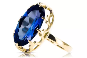 14k żółte złoto Szafir Pierścionek Vintage unikatowe vrc253y